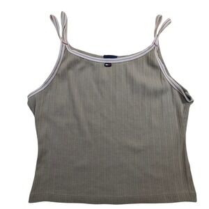 Tommy Jeans Ribbed Crop‎ Tank Top – Women's XL Beige Spaghetti Strap